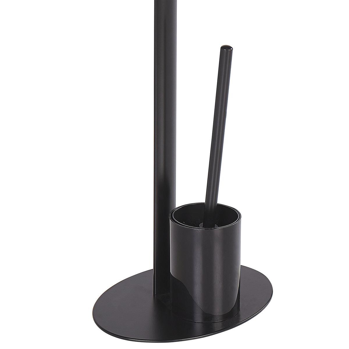 TOILETTENPAPIERHALTER mit Bürste Metall Schwarz Sarto - Schwarz, Metall (28/78/20cm) - Beliani