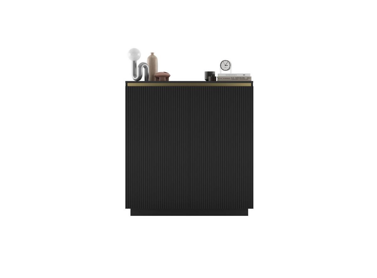 HIGHBOARD Selene 2D Schwarz Matt 111 cm Glamour - Schwarz, Holzwerkstoff (110.8/118/35cm) - Meble Lindner