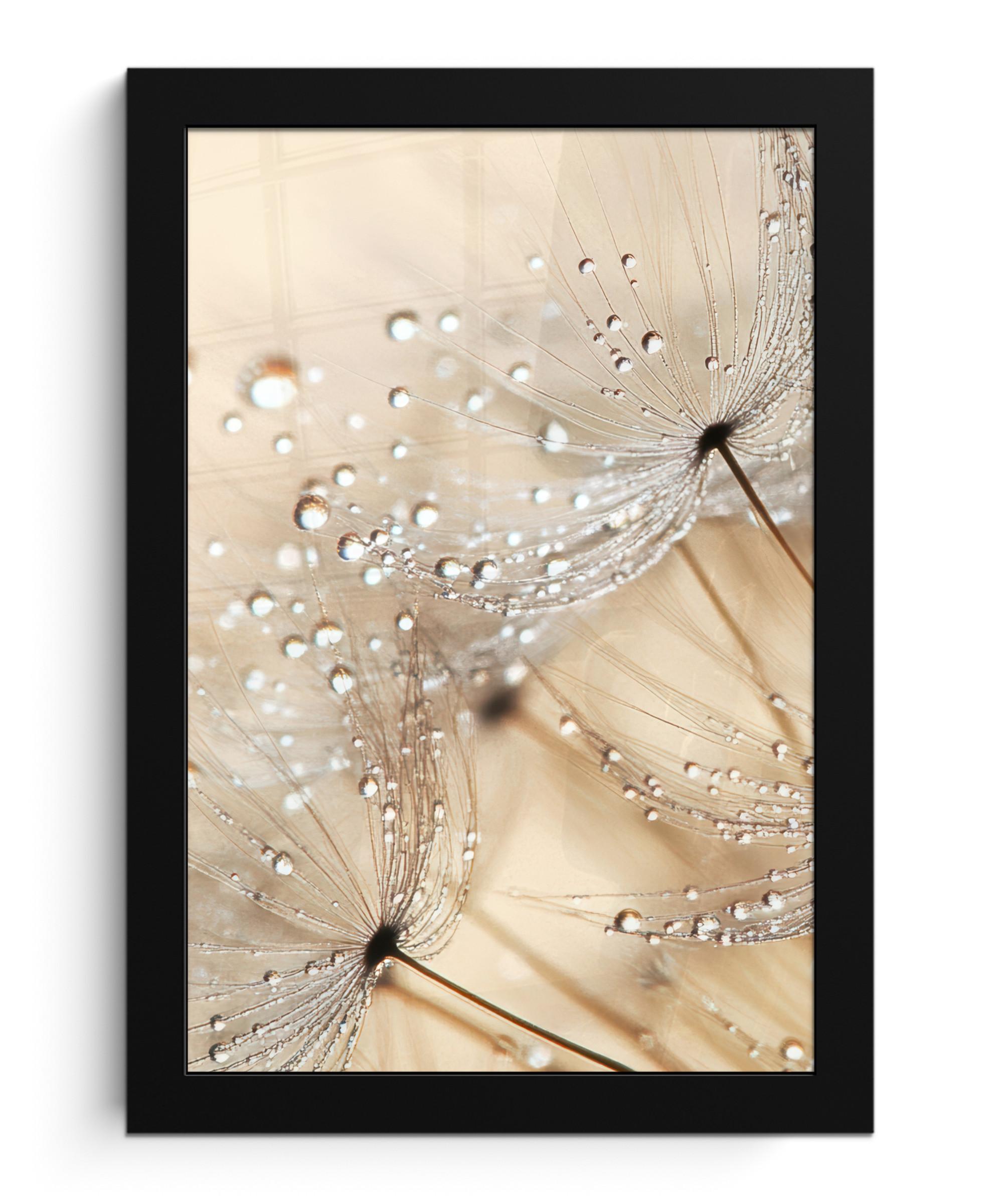 POSTER MIT RAHMENGERAHMTES BILD Löwenzahn - Abstrakt - Natur - Beige Poster 20x30 cm - Braun, Papier (20/30cm) - MuchoWow