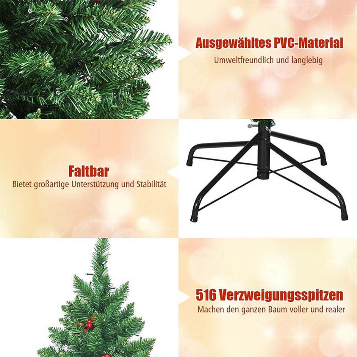WEIHNACHTSBAUM mit warmweißen LEDs 135cm Grün - Grün, Metall (135cm) - COSTWAY