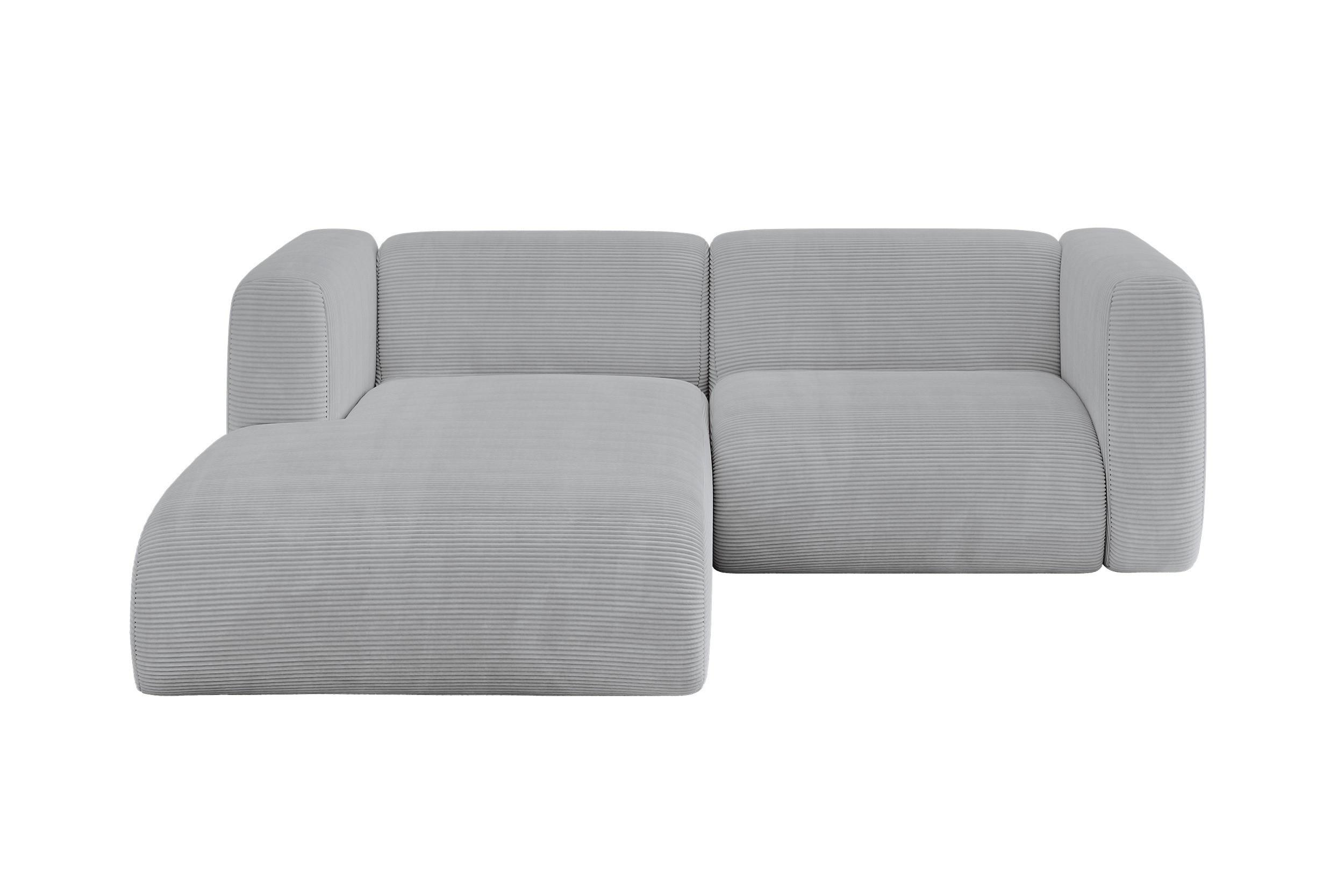 ECKSOFA Ottomane Links MIRA-L1 227x179x89 Grau Cord - Blaugrau/Schwarz, Holzwerkstoff/Kunststoff (227/179cm) - ALTDECOR