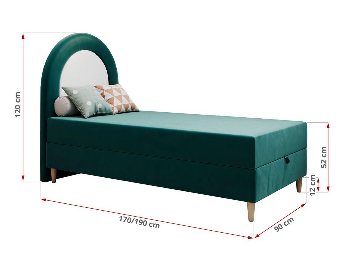 BOXBETT NEST 90/180 Dunkelgrün Velvet - H3 - Dunkelgrün, Holz/Textil (90/180cm) - MKS