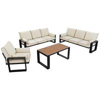 GARTENMÖBEL-SET ELBA: 1x Tisch, 2x Sofa, 1x Sessel - Beige - Beige, Textil - MKS