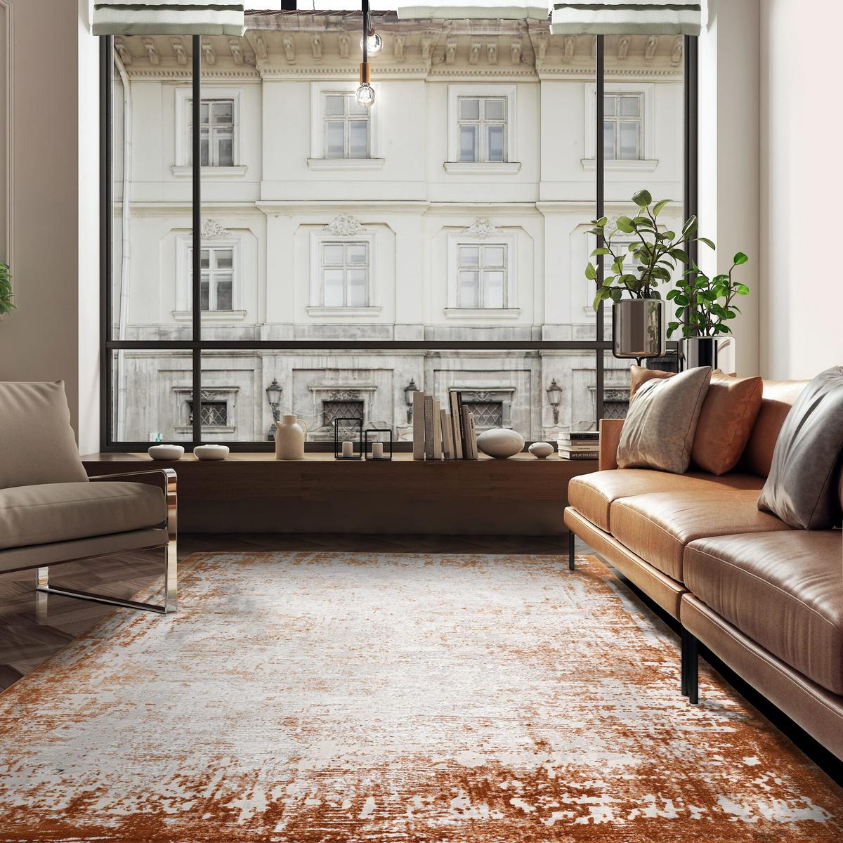 TEPPICH TIBER-Rieti, abstrakt, Terrakotta, 120 x 170 cm - Orange, Textil (170/120cm) - KADIMA DESIGN
