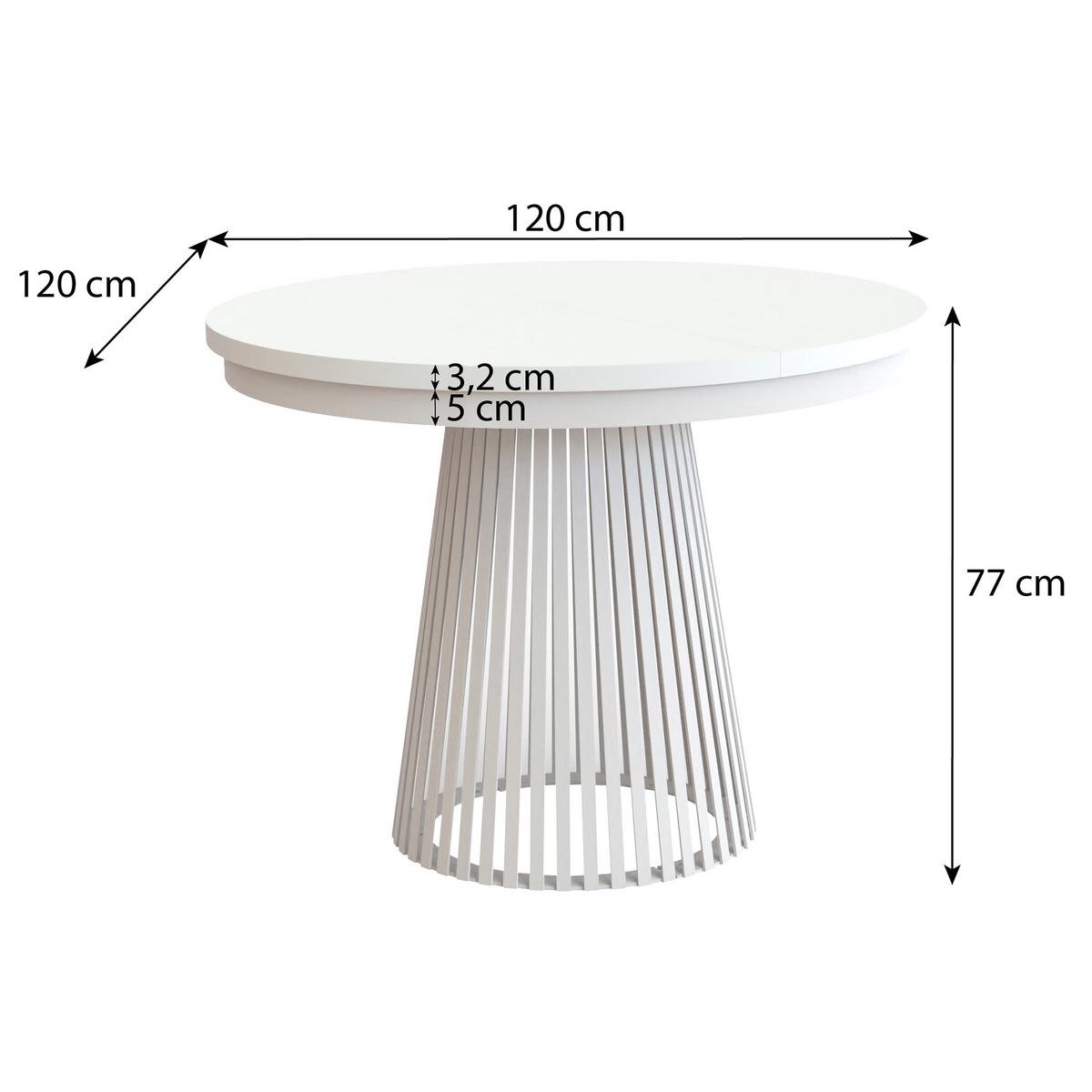 ESSTISCH Lumi im Loft-Stil, ausziehbar Ø 120–200 cm, Metallbeinen, Kaschmir - Kaschmir/Weiß, Metall (120/120/77cm) - Beautysofa