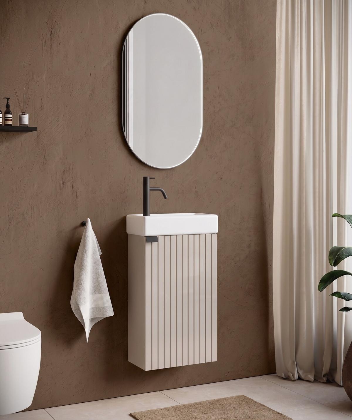 GÄSTE-WC-MÖBELSET Bosco 2 Teile Cashmere - 40 x 22 x 68 cm - Kaschmir, Holz (40/68/22cm) - Badplaats