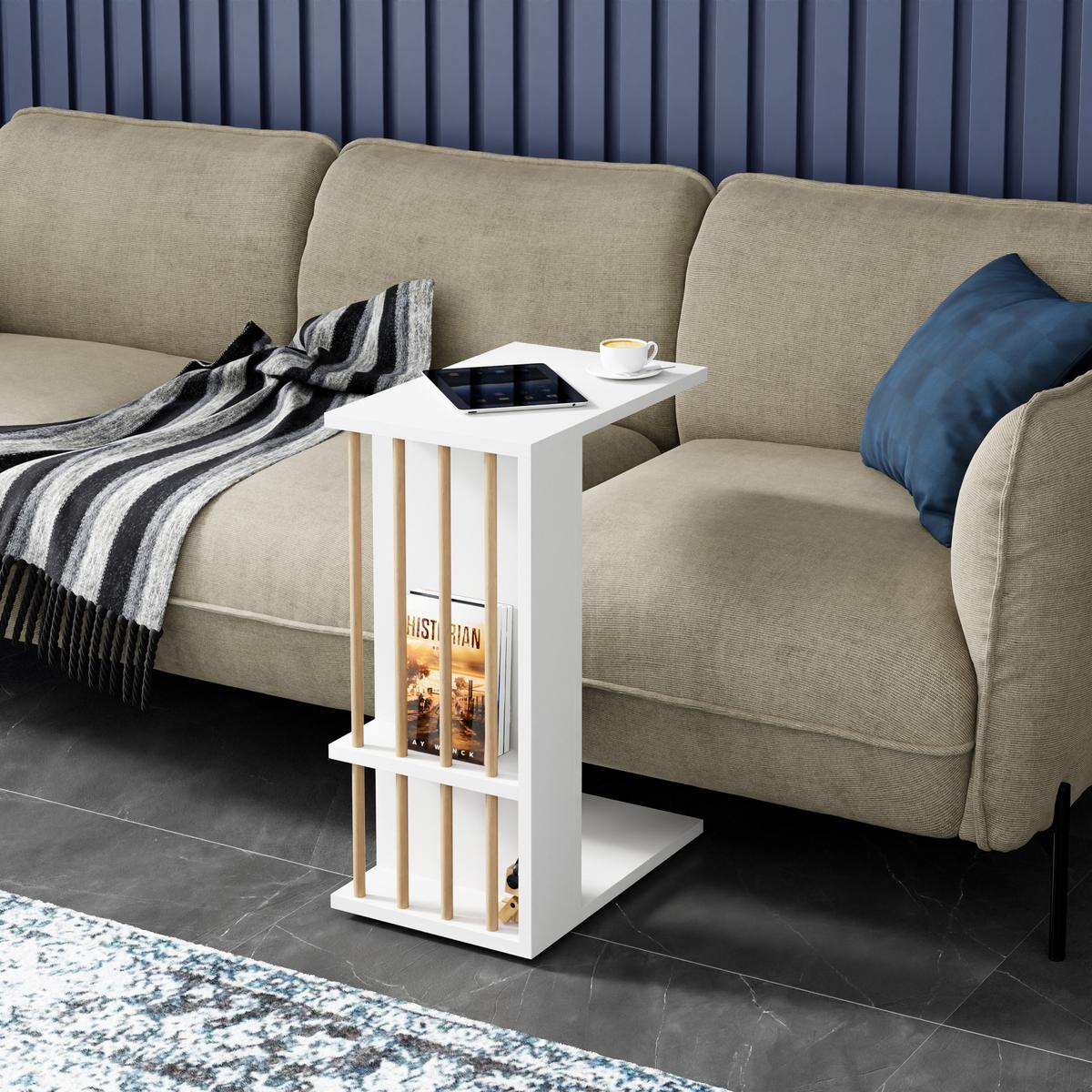 BEISTELLTISCH Siikainen - Weiß, Holzwerkstoff (29/44/65cm) - [en.casa]