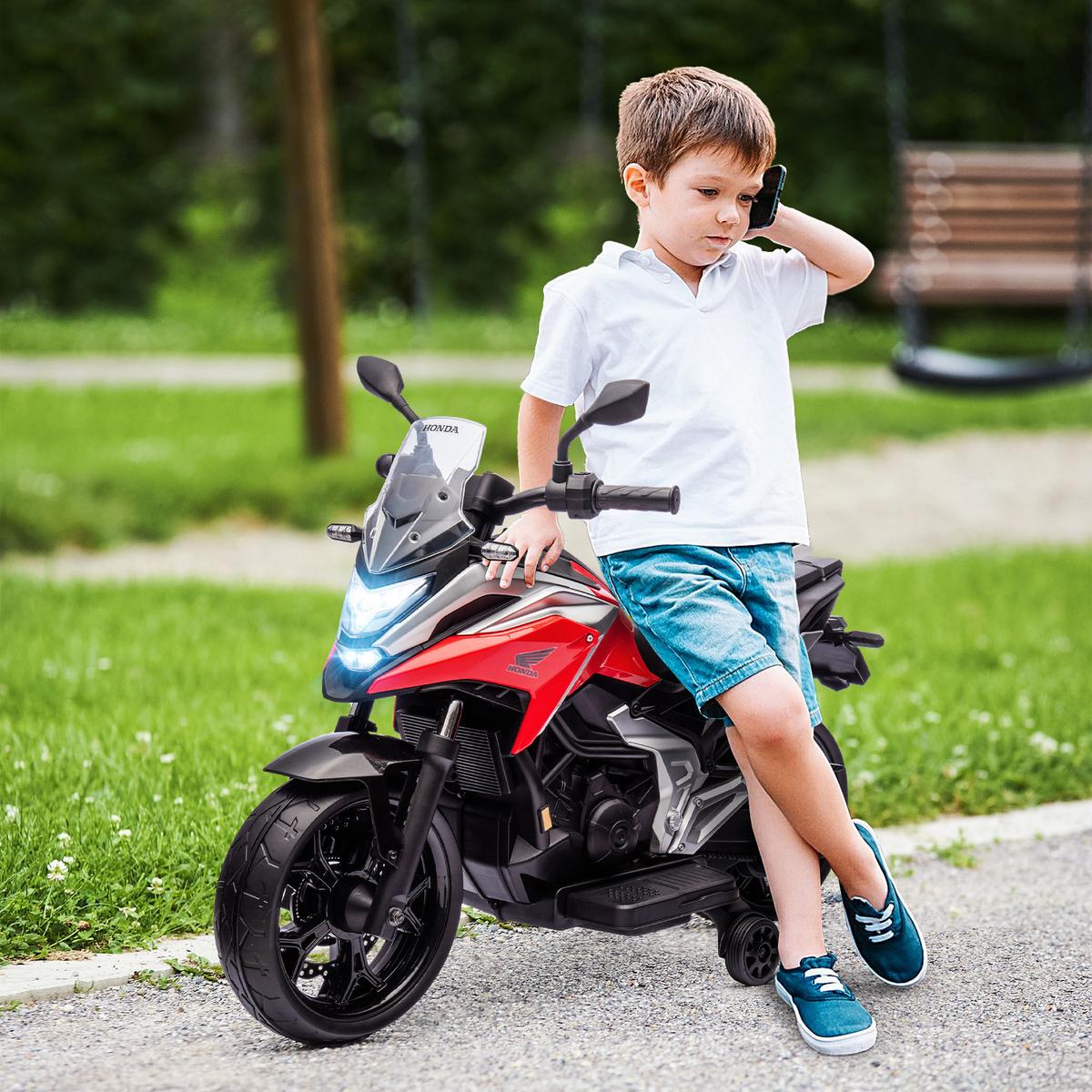 KINDER Elektro-Motorrad, 12V Kindermotorrad mit MP3, USB, LED-Scheinwerfer Rot - Rot, Kunststoff (107/46/75cm) - AIYAPLAY