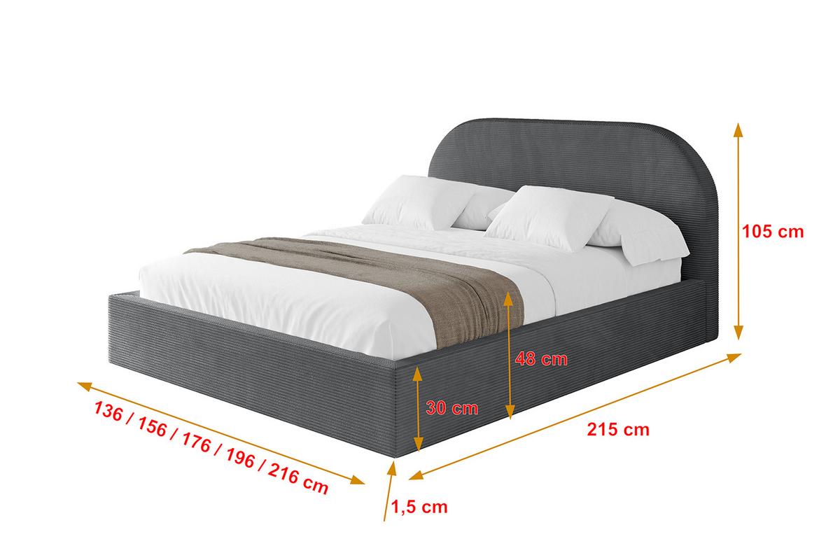 POLSTERBETT mit Bettkasten und Lattenrost, Boxbett ohne Matratze - TIVON 180x200 Dunkelgrau - Anthrazit, Holzwerkstoff/Textil (180/200cm) - ALTDECOR
