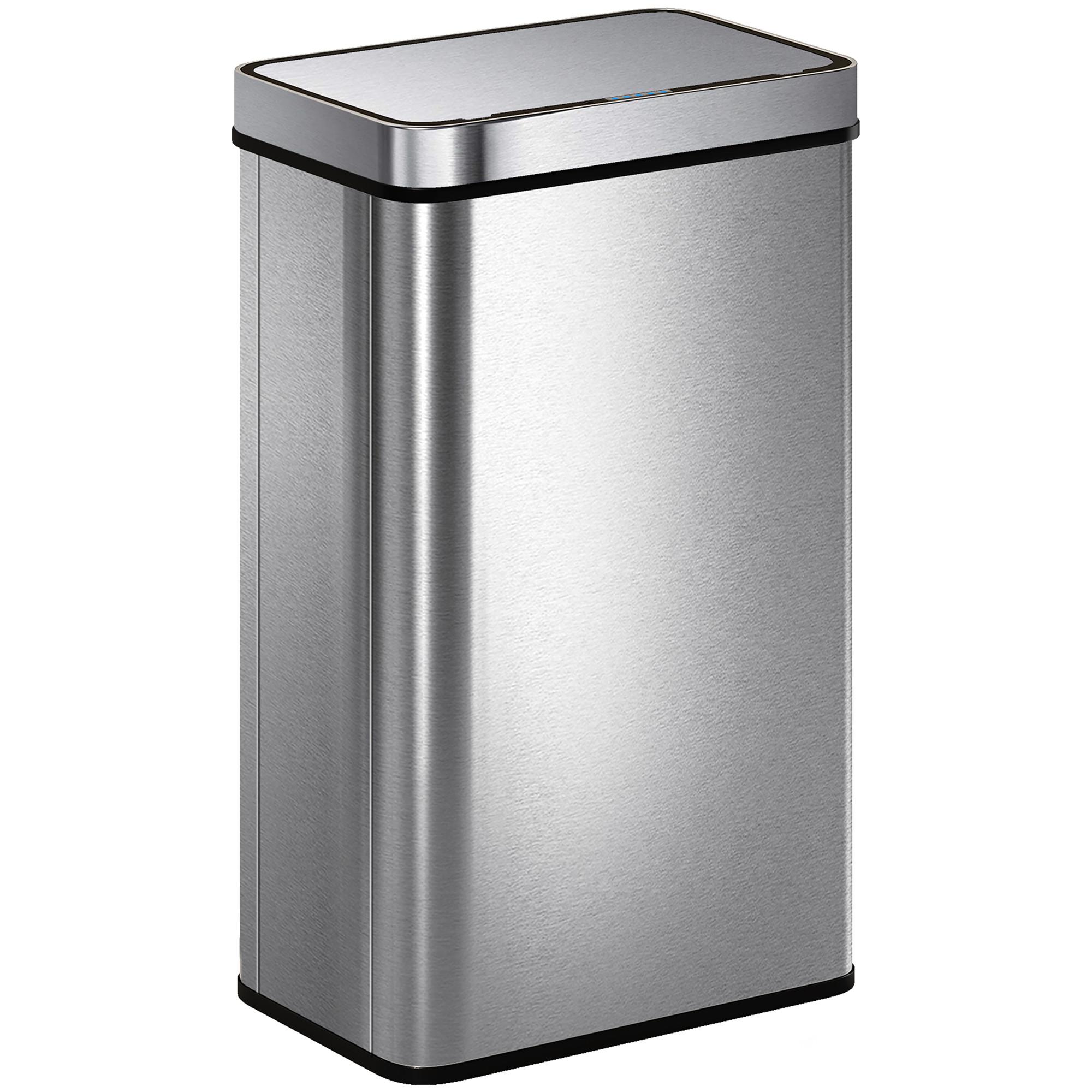 MÜLLEIMER mit Sensor 60L Edelstahl Leiser Automatischer Abfalleimer Silber - Silberfarben, Metall (27/66/39cm) - HOMCOM
