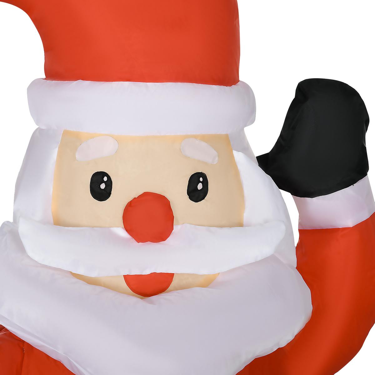 AUFBLASBAR Weihnachtsdeko 1,22 m Weihnachtsmann mit LED-Beleuchtung Gartendeko - Rot, Kunststoff (72/122/190cm) - HOMCOM