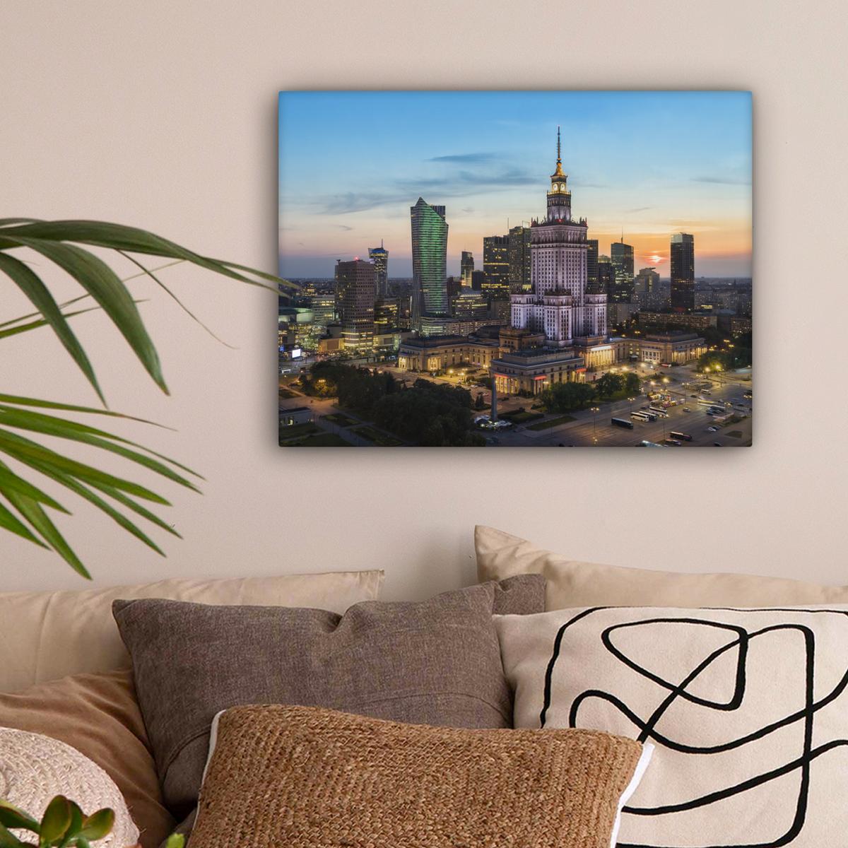 LEINWANDBILD Polen - Sonne - Warschau Wandbild 40x30 cm - Blau, Textil (40/30cm) - MuchoWow