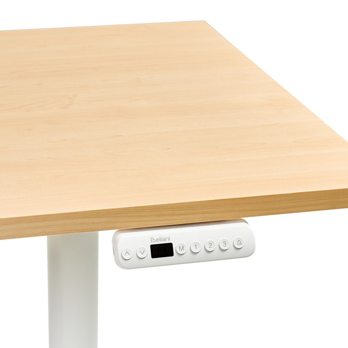SCHREIBTISCH elektrisch höhenverstellbar 120/72 cm Hellbraun/Weiß Destinas - Hellbraun/Braun, Holzwerkstoff/Metall (72/120/67cm) - Beliani