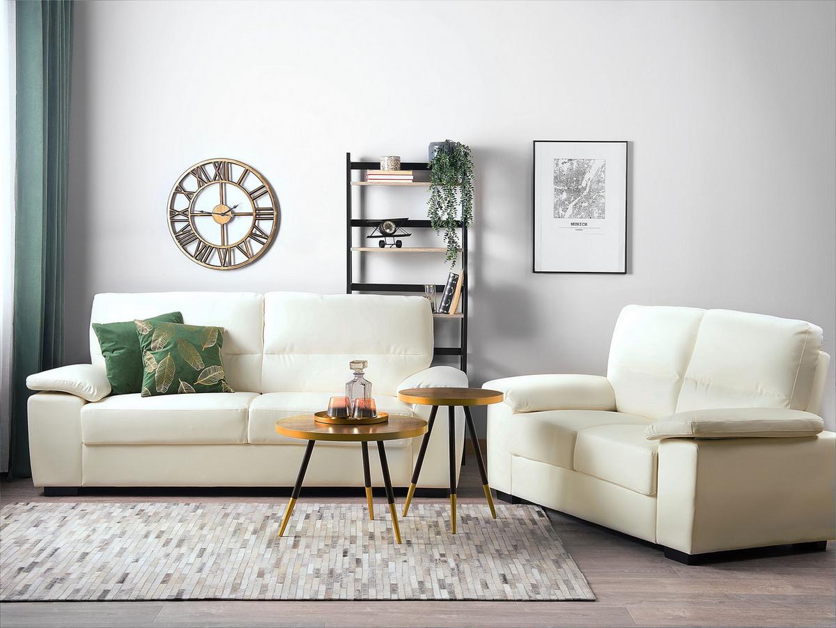 SOFA-SET 5-sitzer Kunstleder Beige Vogar - Beige, Kunststoff (195/90/74cm) - Beliani