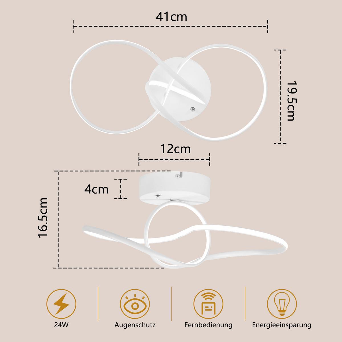 LED DECKENLEUCHTE Oryvith 41/19.5/16.5 cm - Weiß, Kunststoff/Metall (41/19.5/16.5cm) - ZMH