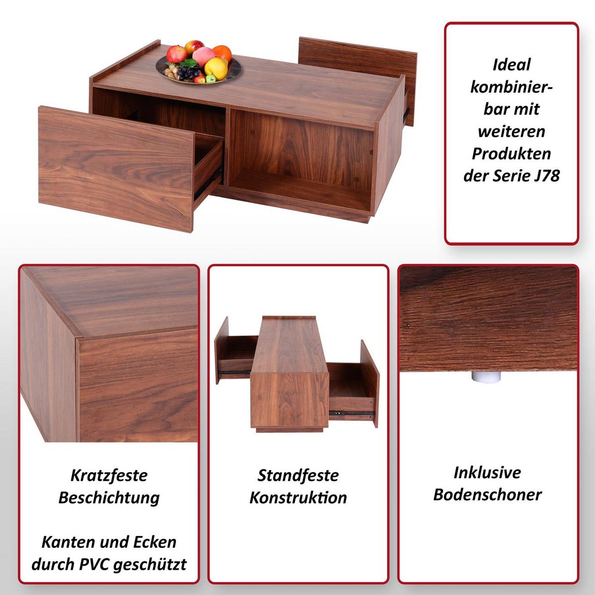COUCHTISCH rechteck Walnuss Dekor - Walnussfarben, Holz (50/110/40cm) - MCW