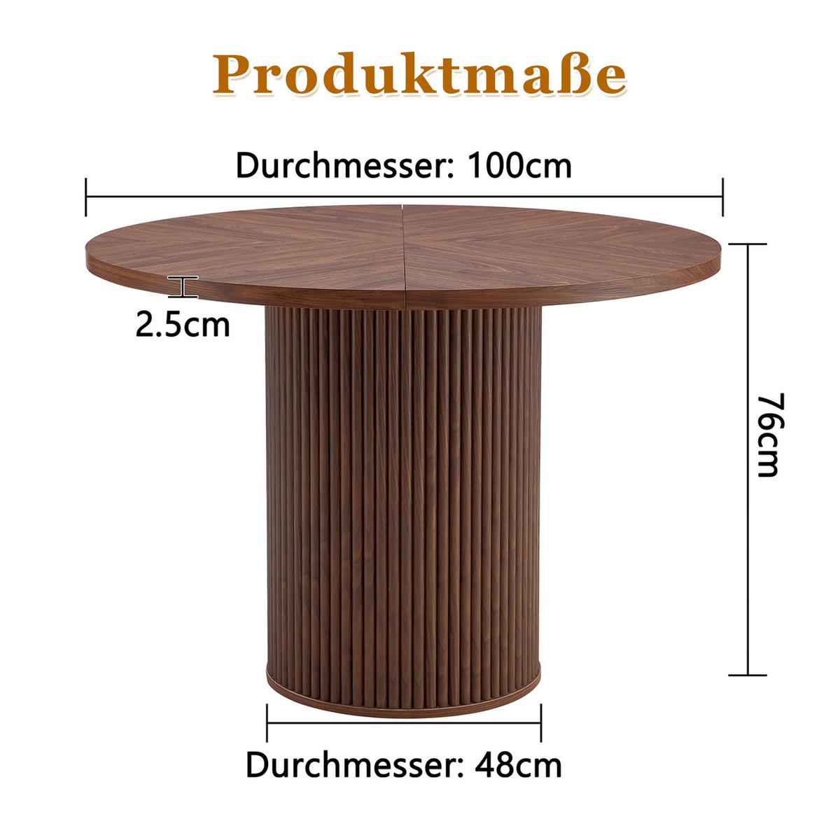 ESSTISCH rund walnuss optik säulenfuß 100cm - Walnussfarben, Holzwerkstoff (100/100/78cm) - Urban Meuble