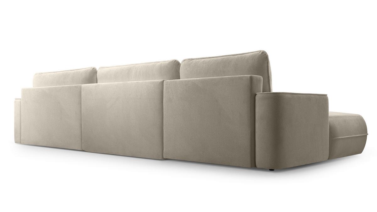 WOHNLANDSCHAFT Peoni Beige 364/168/87 cm mit Schlaffunktion - Beige/Schwarz, Kunststoff/Textil (364/87/168cm) - AX Living