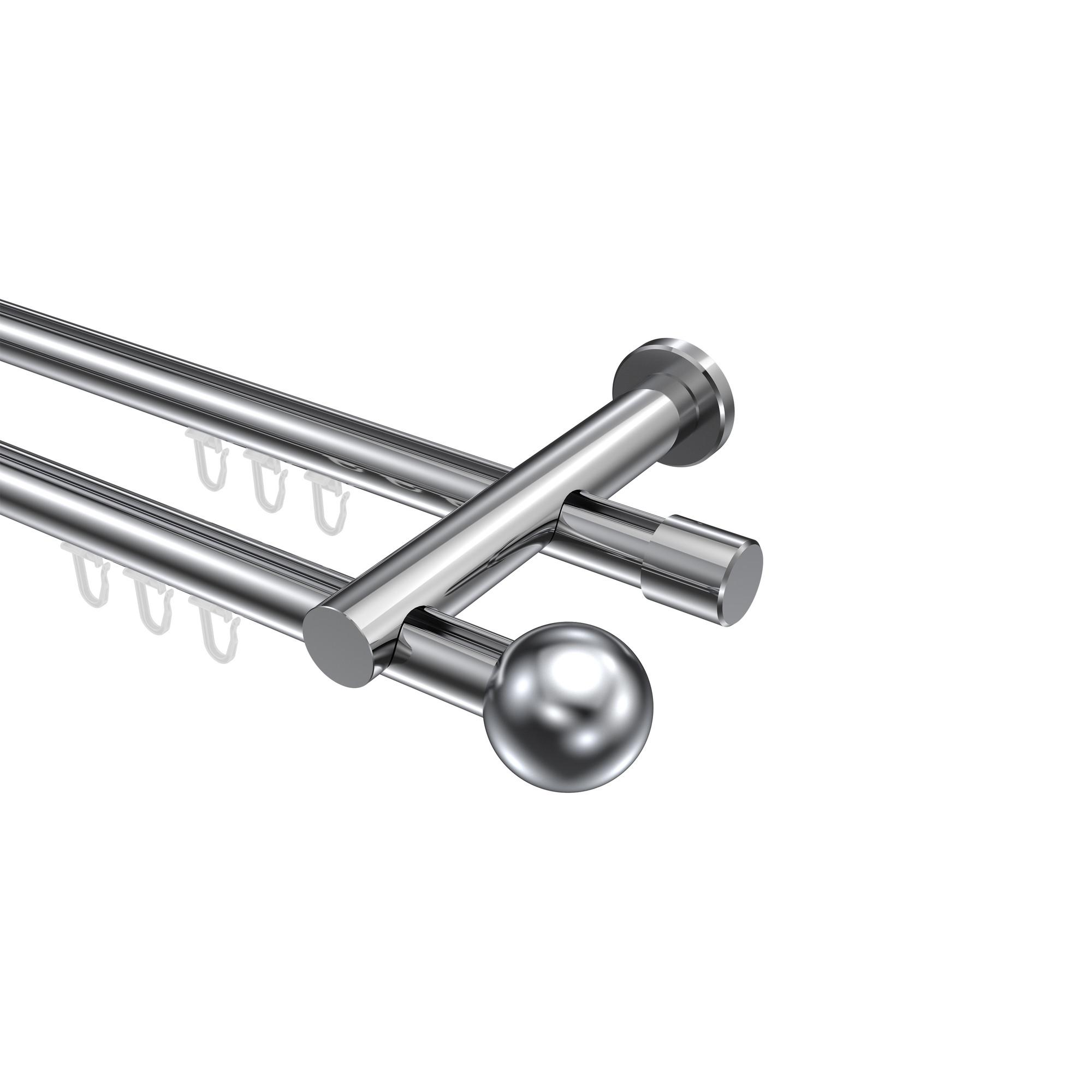 GARDINENSTANGE INNENLAUF Platon Luino 540 cm (geteilt in 3 x 180 cm), 2-läufig, 20 mm Ø Chrom - Chromfarben, Metall (540cm) - INTERDECO