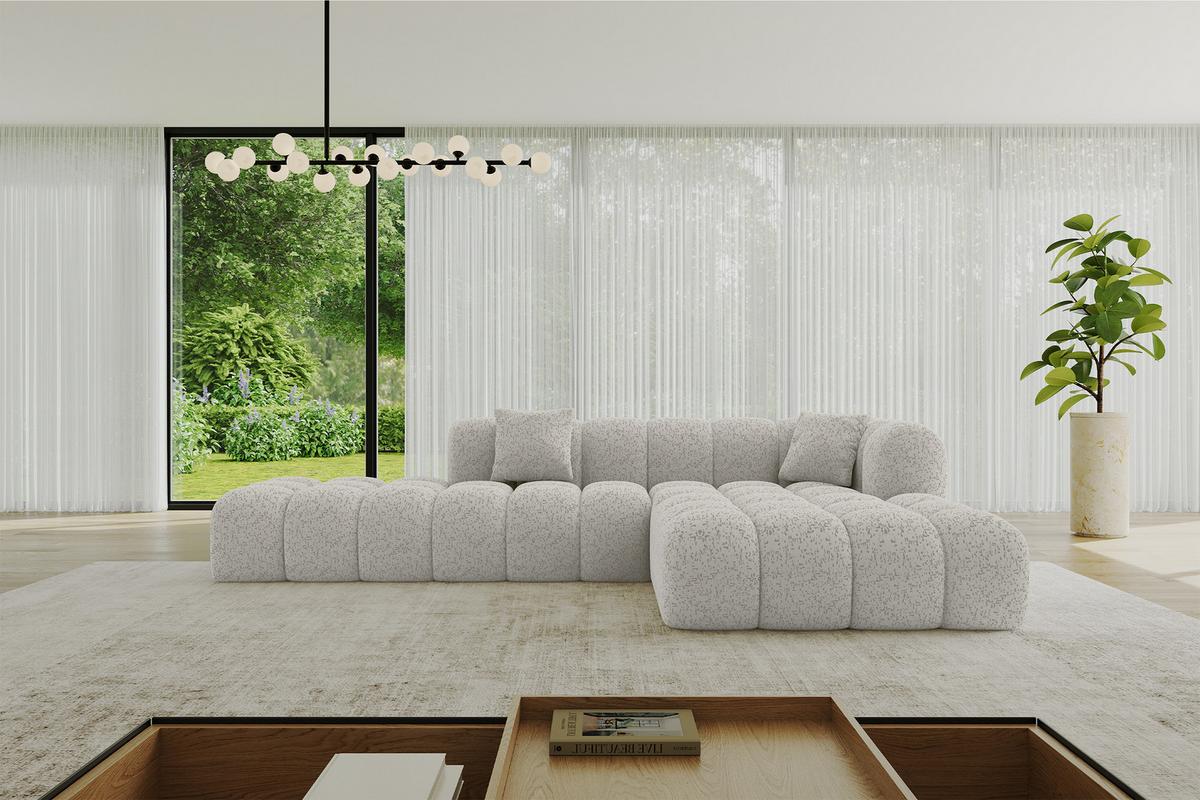 ECKSOFA Ottomane Rechts OLEA-L2 - 289x176x71 cm Hellgrau - Hellgrau/Schwarz, Holzwerkstoff/Kunststoff (289/176cm)