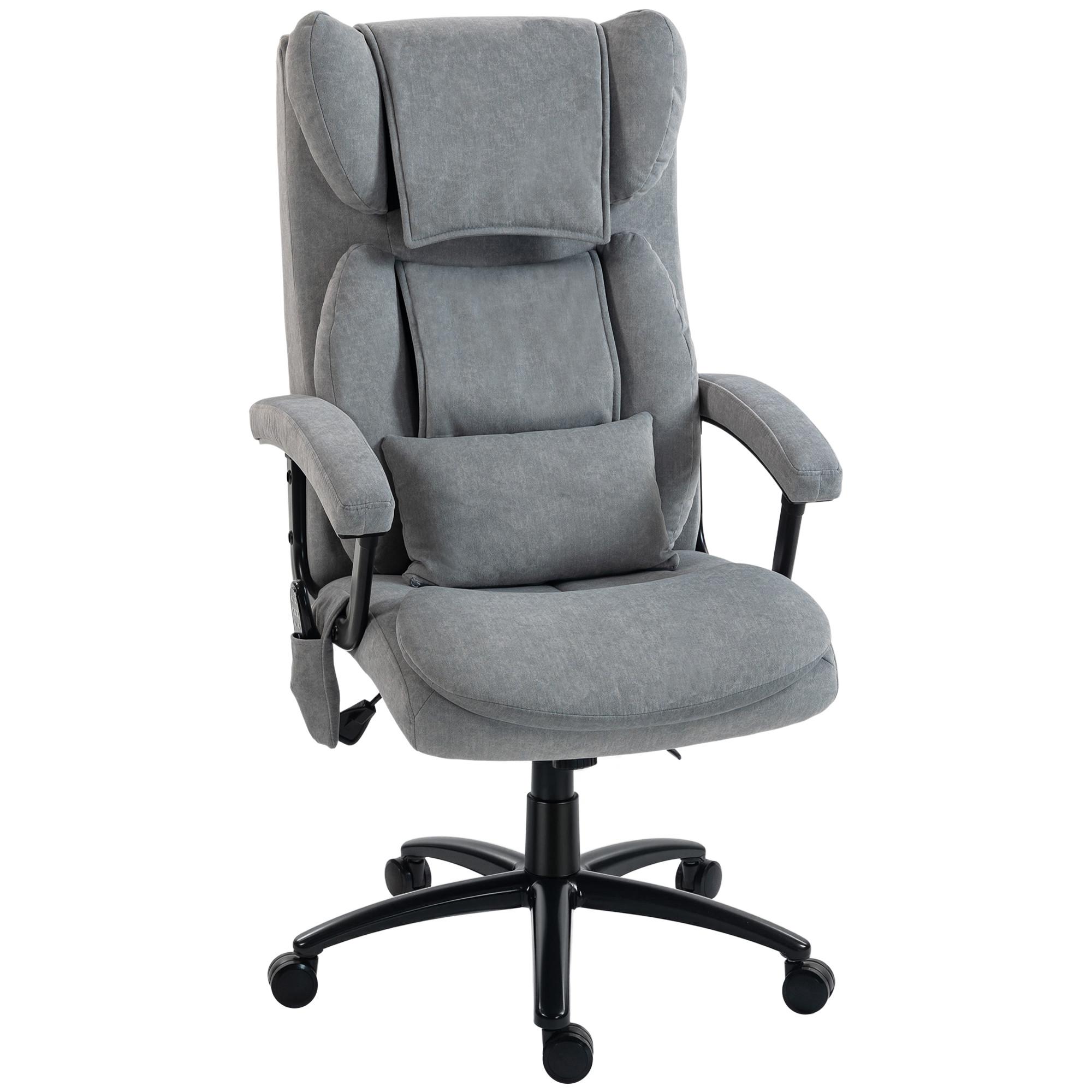 BÜROSTUHL mit Massagefunktion aus Polyester Grau - Schwarz/Grau, Textil/Metall (70.5/122/76cm) - HOMCOM