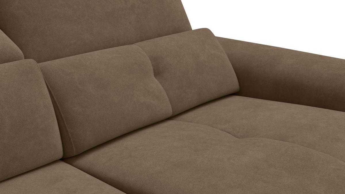 SOFA RELAX AVENA 3-Sitzer, brauner Veloursstoff - Schwarz/Braun, Holz/Textil (204/80/108cm) - Courtois Laville