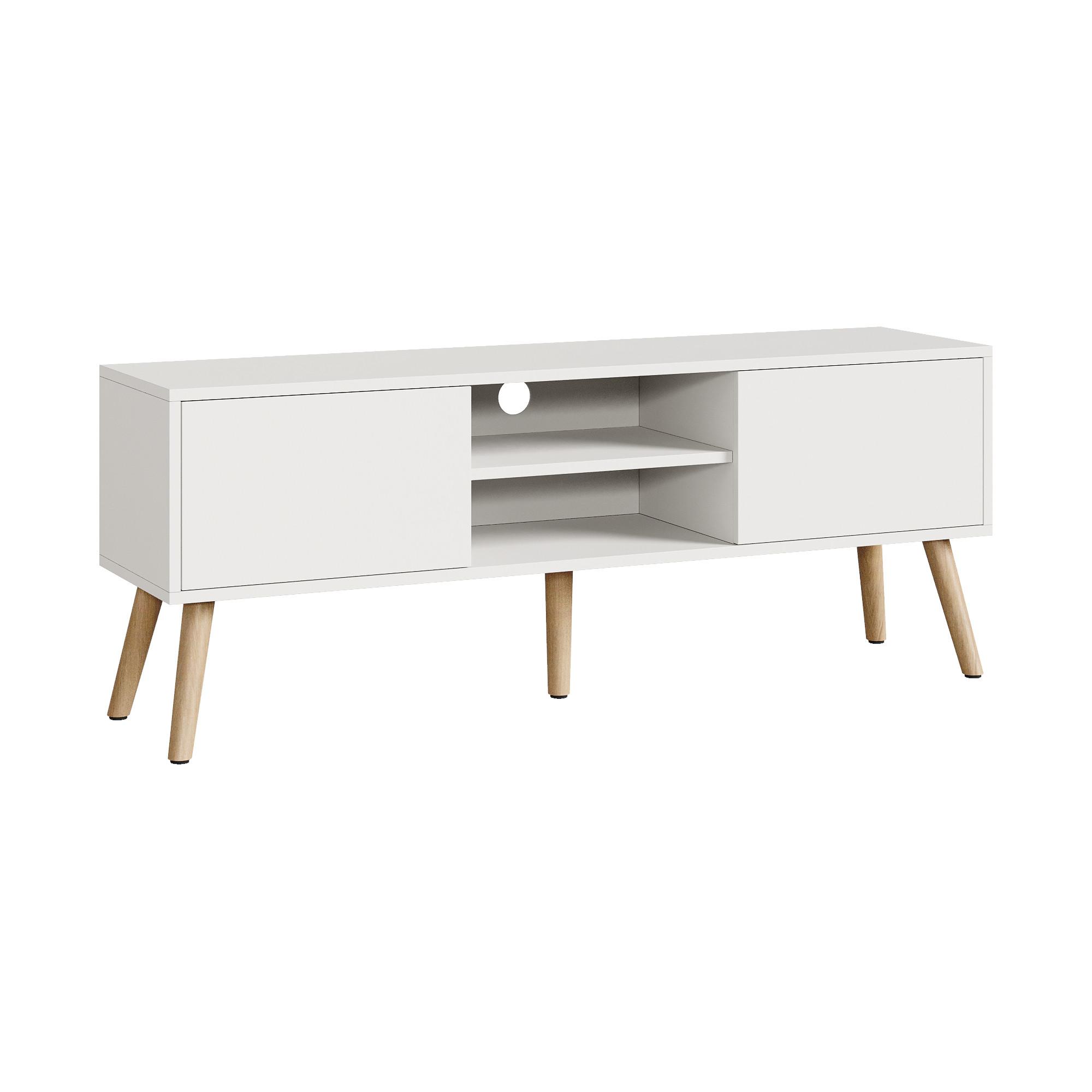 LOWBOARD Eskilstuna - Weiß, Holz/Holzwerkstoff (120/46.5/29.5cm) - [en.casa]