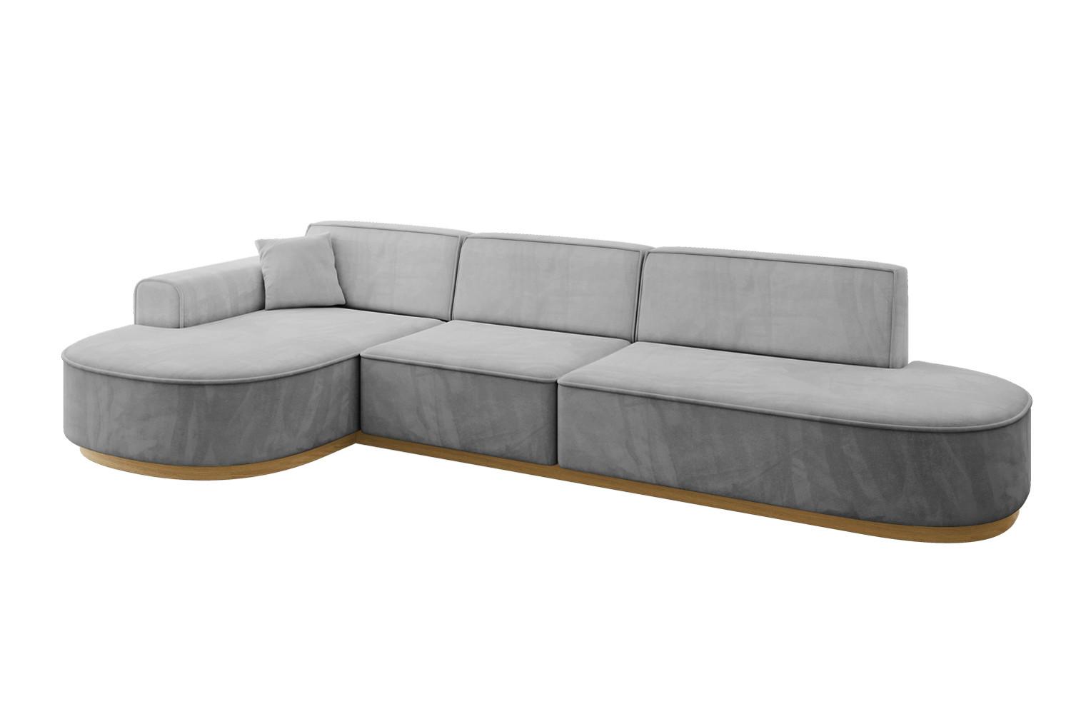 ECKSOFA Ottomane Links MARI-L2-v2 - 328x171x83 cm Grau Velours - Grau, Holzwerkstoff/Textil (328/171cm) - ALTDECOR