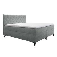 BOXBETT Palmeria 140/200 cm in Hellgrau – mit Bettkasten und Topper - Hellgrau/Schwarz, Holz/Holzwerkstoff (140/200cm) - AX Living
