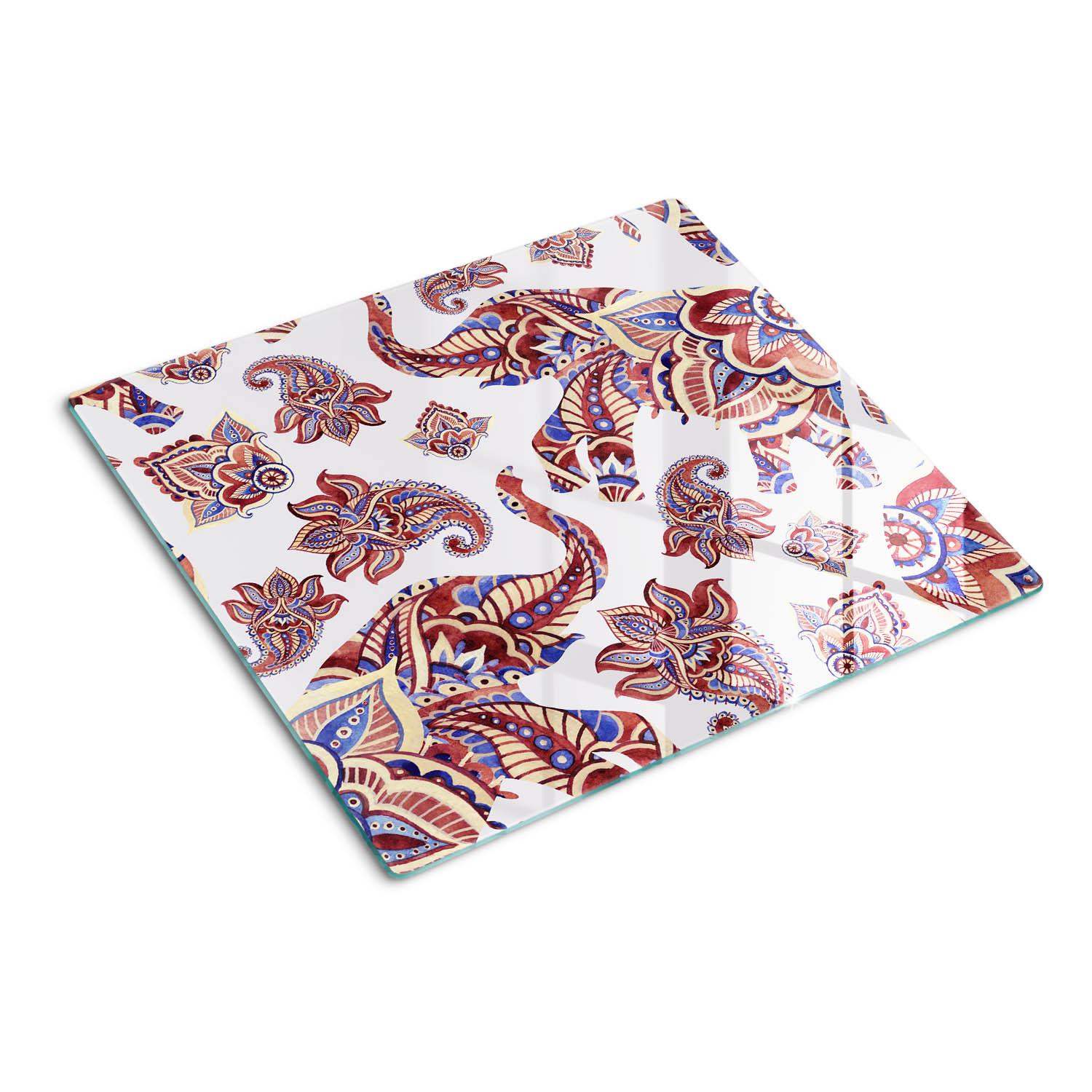 GLASPLATTE 60x52 cm Elefantenförmige Dekorationen - Braun/Weiß, Glas (60/0.4/52cm) - TULUP