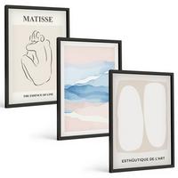 BILDER SET 3er Set - 40x60 cm Schwarzer Rahmen - Matisses abstrakte Formen - Schwarz, Kunststoff (40/60cm) - TULUP