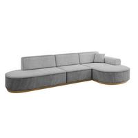 ECKSOFA Ottomane Rechts MARI-L2-v2 - 328x171x83 cm Grau Velours - Grau, Holzwerkstoff/Textil (171/328cm) - ALTDECOR