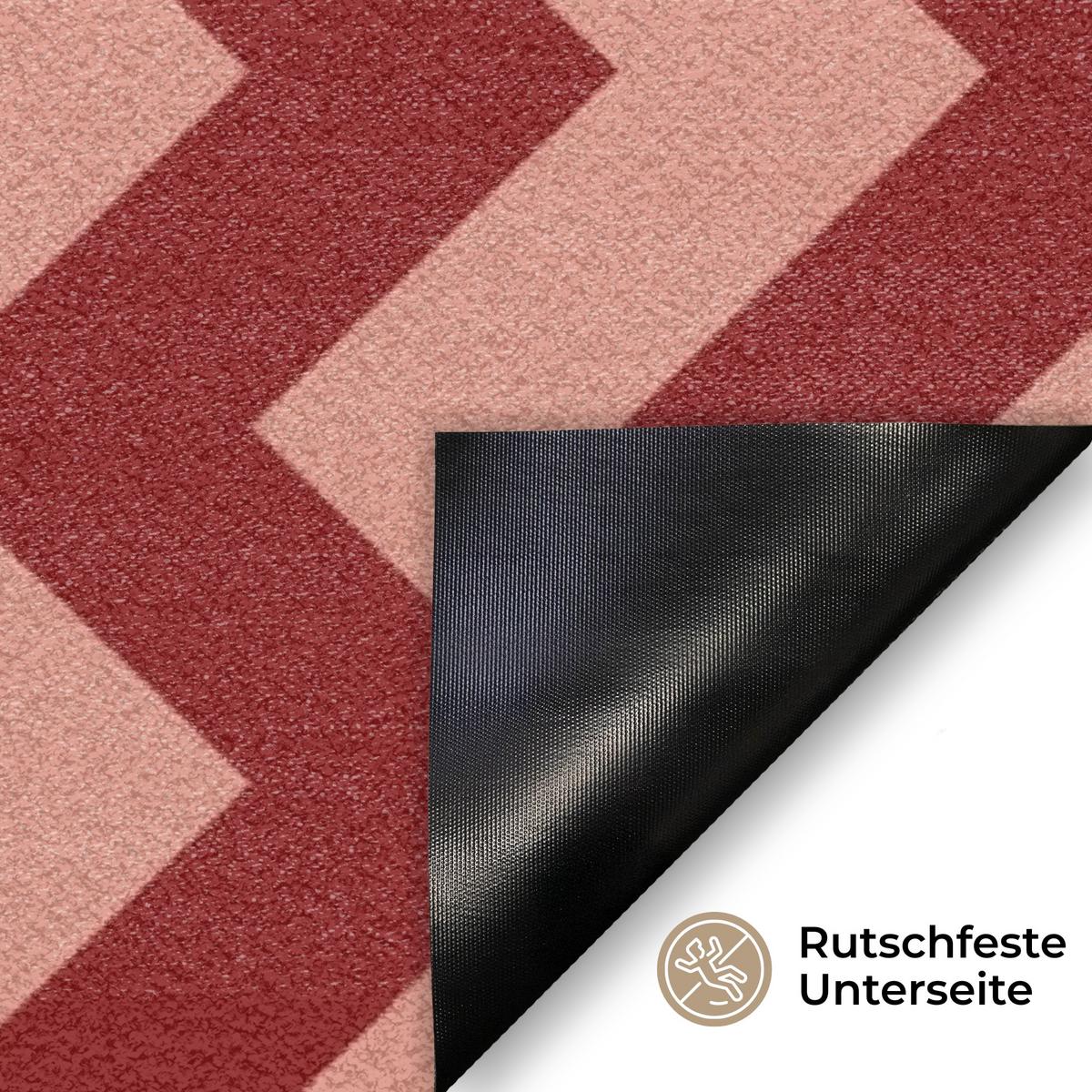 FUSSMATTE Zickzack - Streifen - Muster - Rot Schmutzfänger 90x60 cm - Bordeaux, Kunststoff (90/0.4cm) - MuchoWow