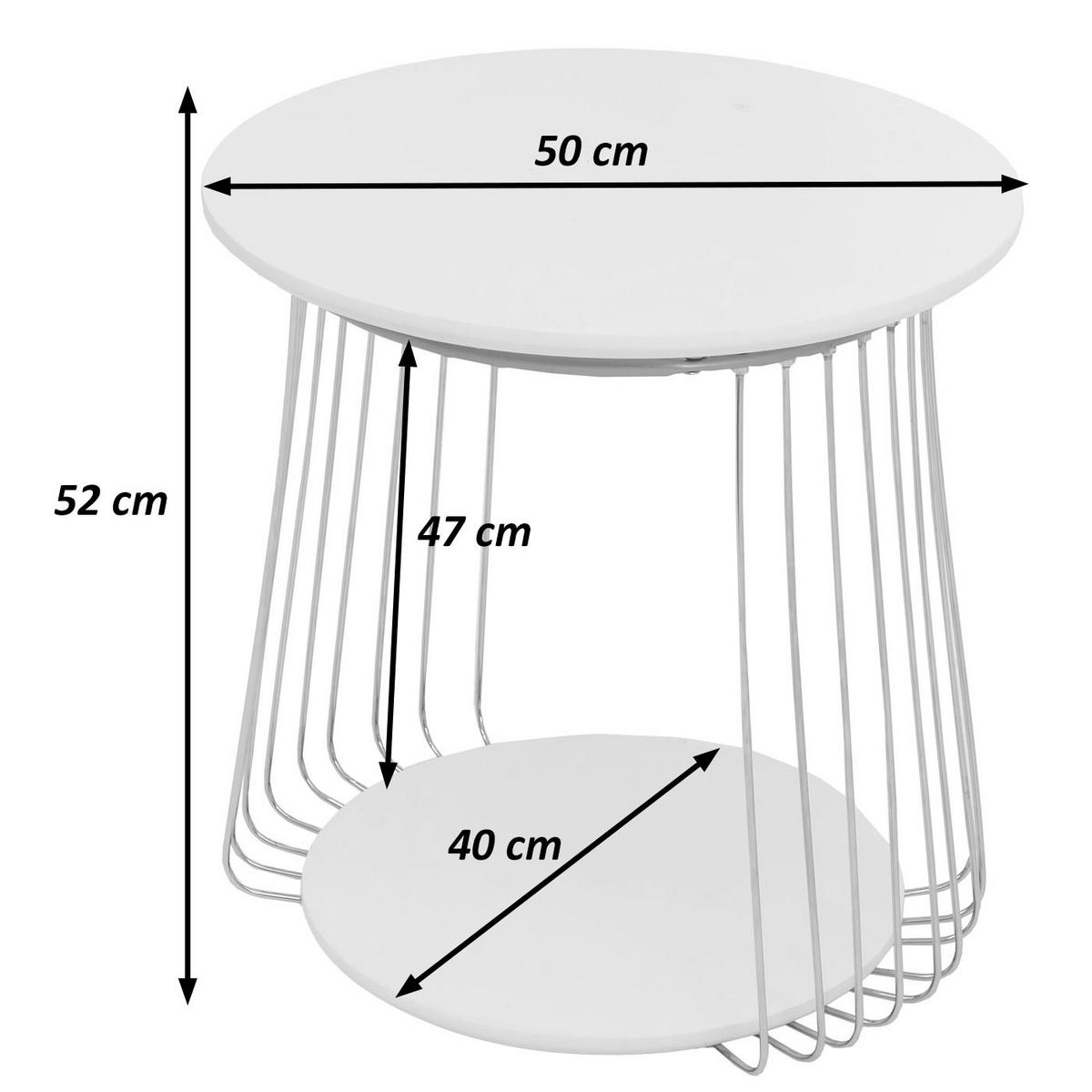 COUCHTISCH rund Weiß, Silber - Silberfarben/Weiß, Holz (50/50/52cm) - MCW