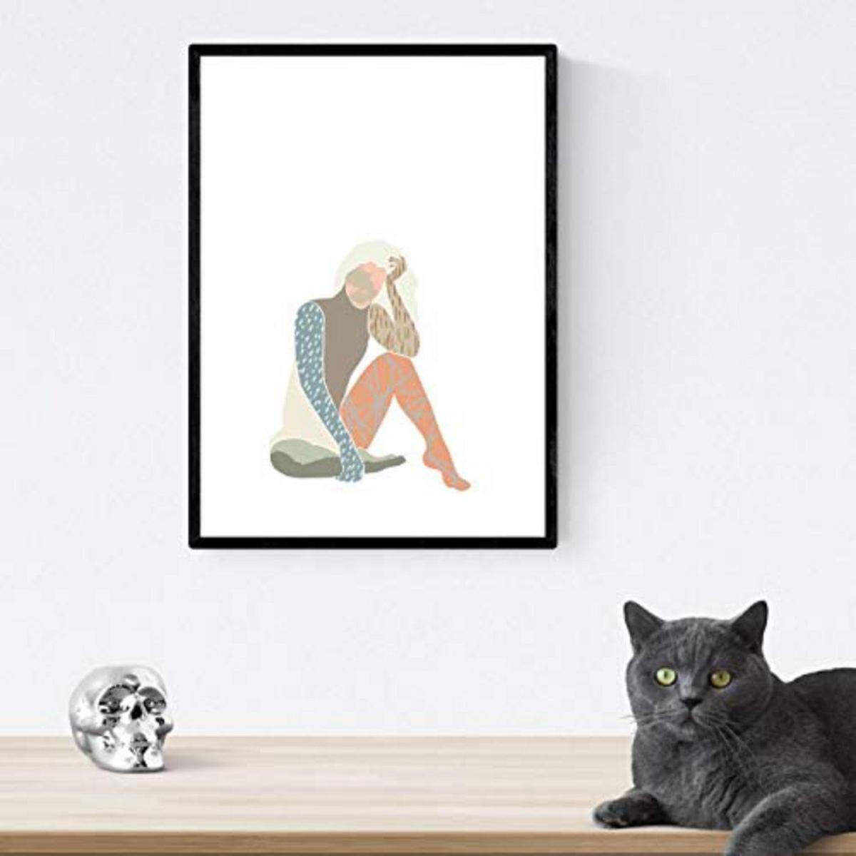 POSTER Set mit 4 Pastelltönen weibliche Figuren Frauen posieren A4 Rahmenlos - Klar, Papier (29.7/3cm) - Nacnic