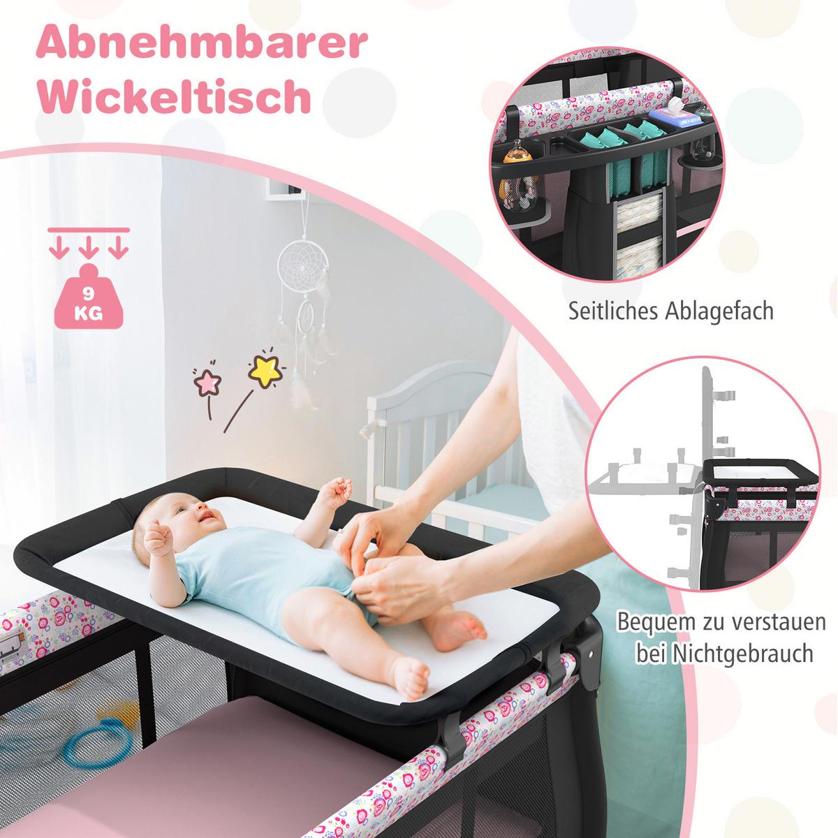 BEISTELLBETT Schwarz - Schwarz, Textil - COSTWAY