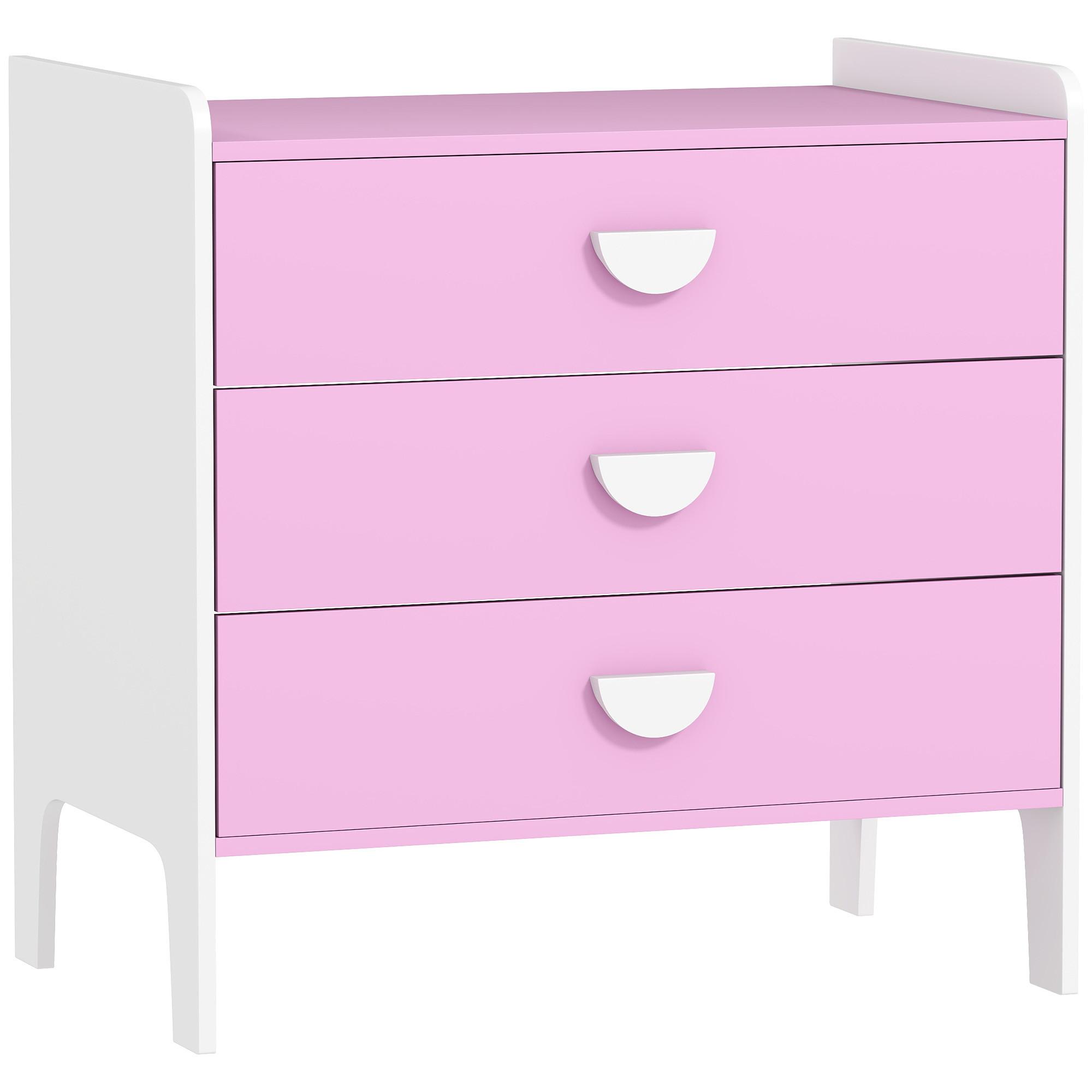 SPIELZEUGSCHRANK für Kinder, Kommode mit 3 Schubladen, Rosa+Weiß - Weiß/Rosa, Holzwerkstoff (40/60/60cm) - AIYAPLAY