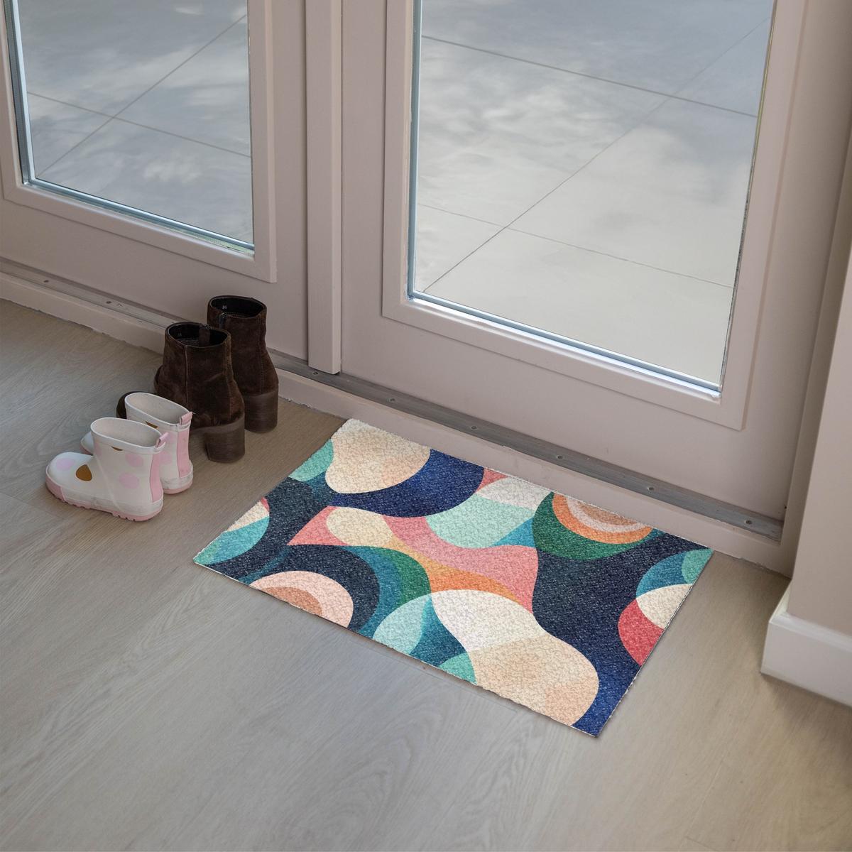 FUSSMATTE Abstrakt - Blau - Rosa Fußabtreter 60x40 cm - Multicolor, Kunststoff (60/0.4cm) - MuchoWow