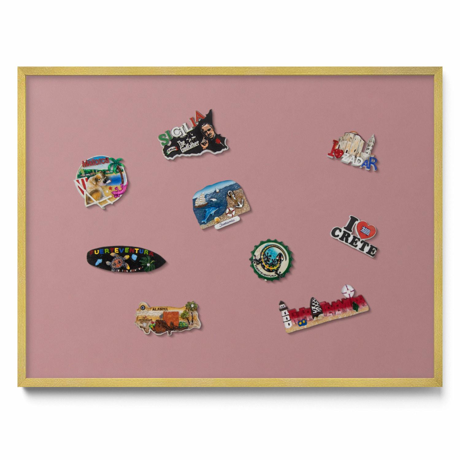 MAGNETTAFEL 80x60 cm Goldener Rahmen Pastellrosa - Pink, Metall (80/60/0.4cm) - TULUP