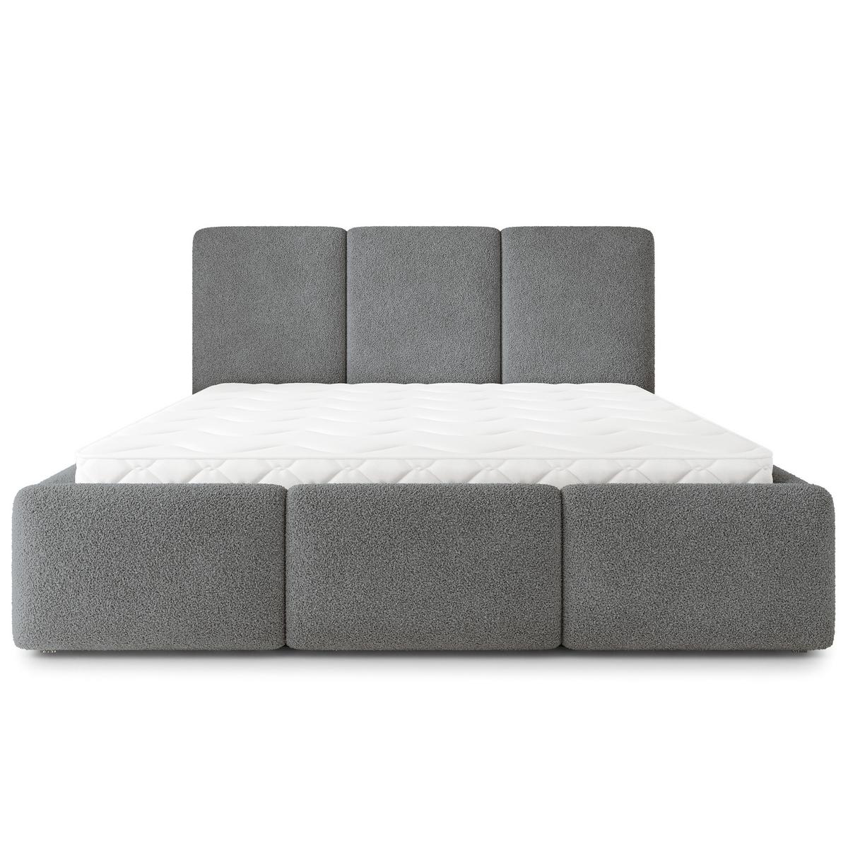 POLSTERBETT MORENA Q 120x200 cm mit Bettkästen - Grau - Grau, Holz (120/200cm) - MASSENO