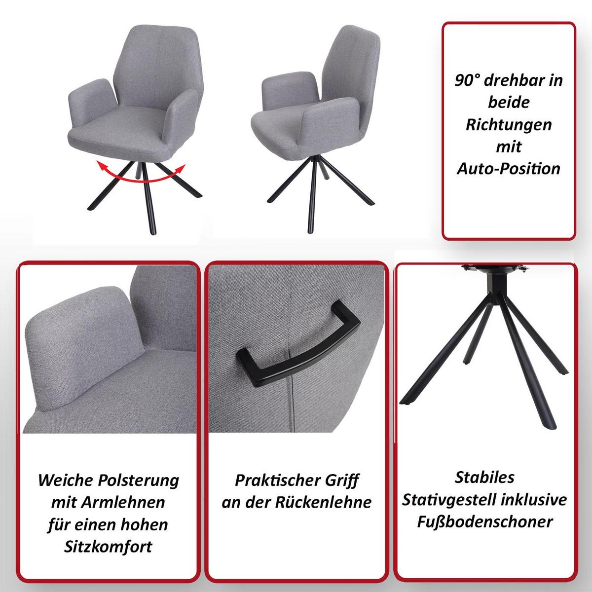 ESSZIMMERSTUHL Hellgrau 6er-Set - Hellgrau, Textil (60/86/66cm) - MCW