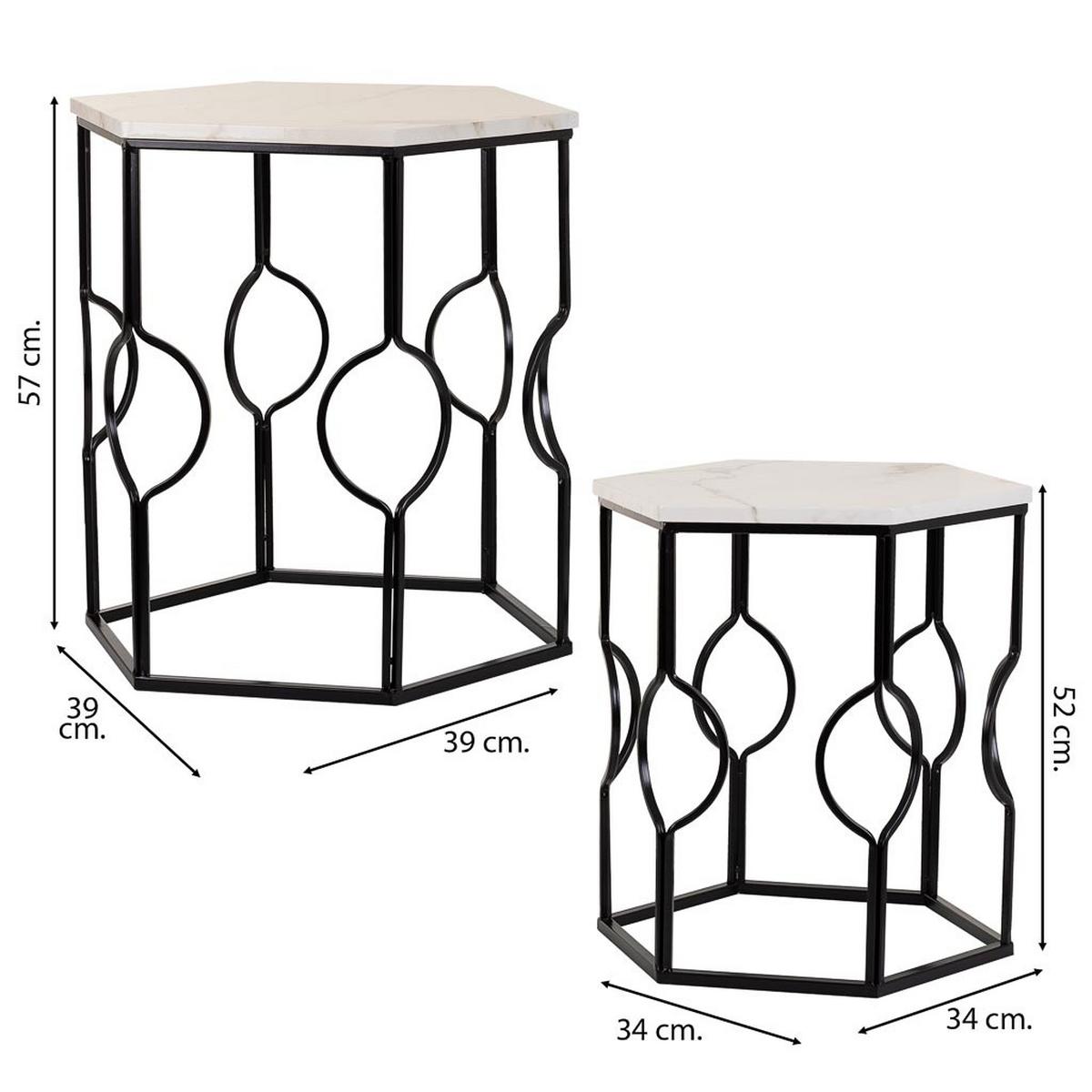 TISCH aus Metall, schwarz, 2-tlg. - Weiß, Metall (39/39/57cm) - Wanderlust