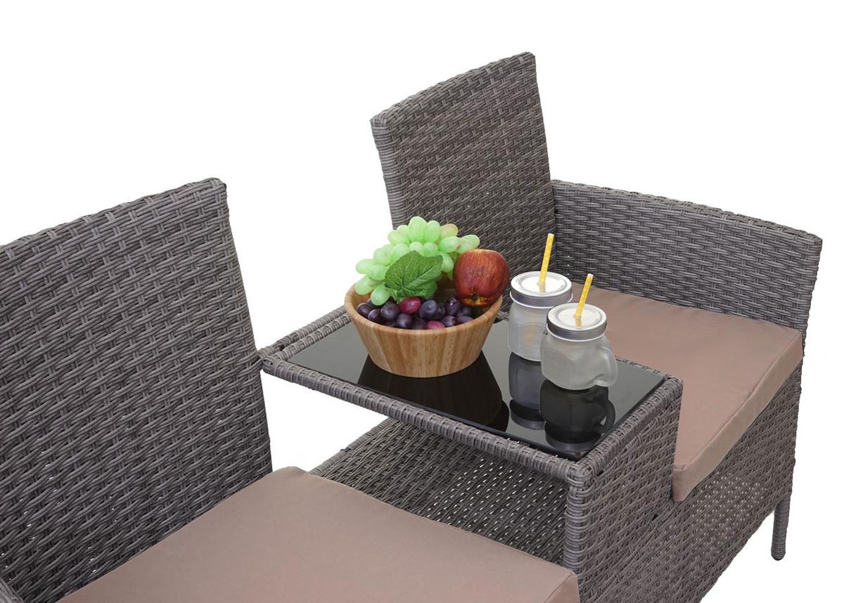 POLY-RATTAN SITZBANK Hellgrau, Beige - Beige/Hellgrau, Kunststoff (132/84/55cm) - MCW