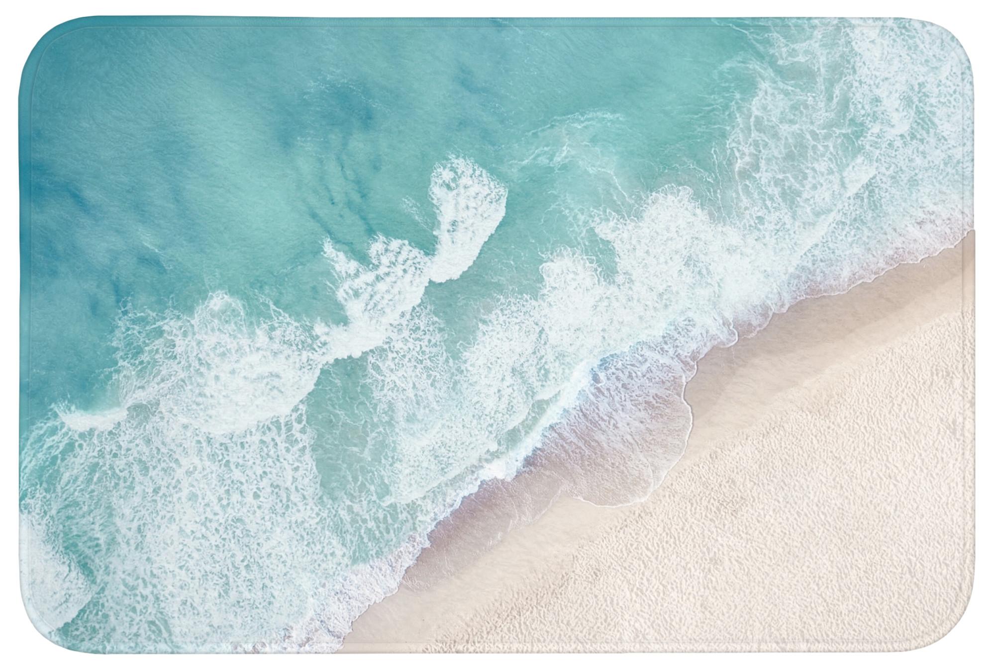 BADEMATTE Strand - Meer - Natur - Sommer Badvorleger 90x60 cm - Türkis, Textil (90/60cm) - OnlyWow