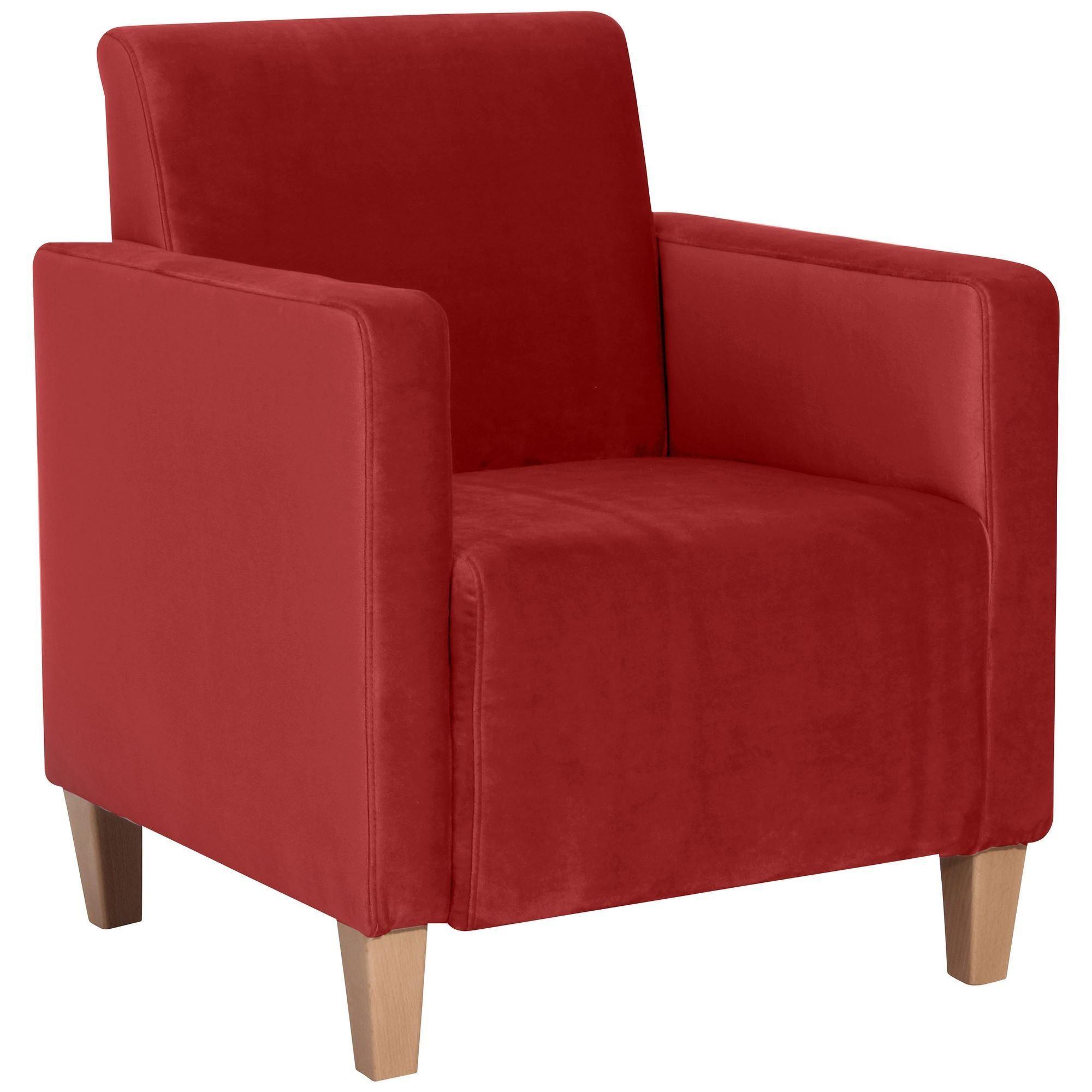 SESSEL Karol Bezug Samtvelours Buche natur / ziegel - Rot, Kunststoff (71/81/70cm) - 58aufmkessel