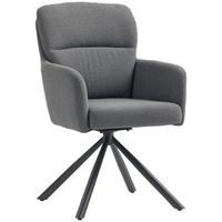 ESSZIMMERSTUHL 360° Drehbar Küchenstuhl mit Leinenbezug, Ergonomisch Grau - Schwarz/Grau, Textil/Metall (63/93/57cm) - HOMCOM