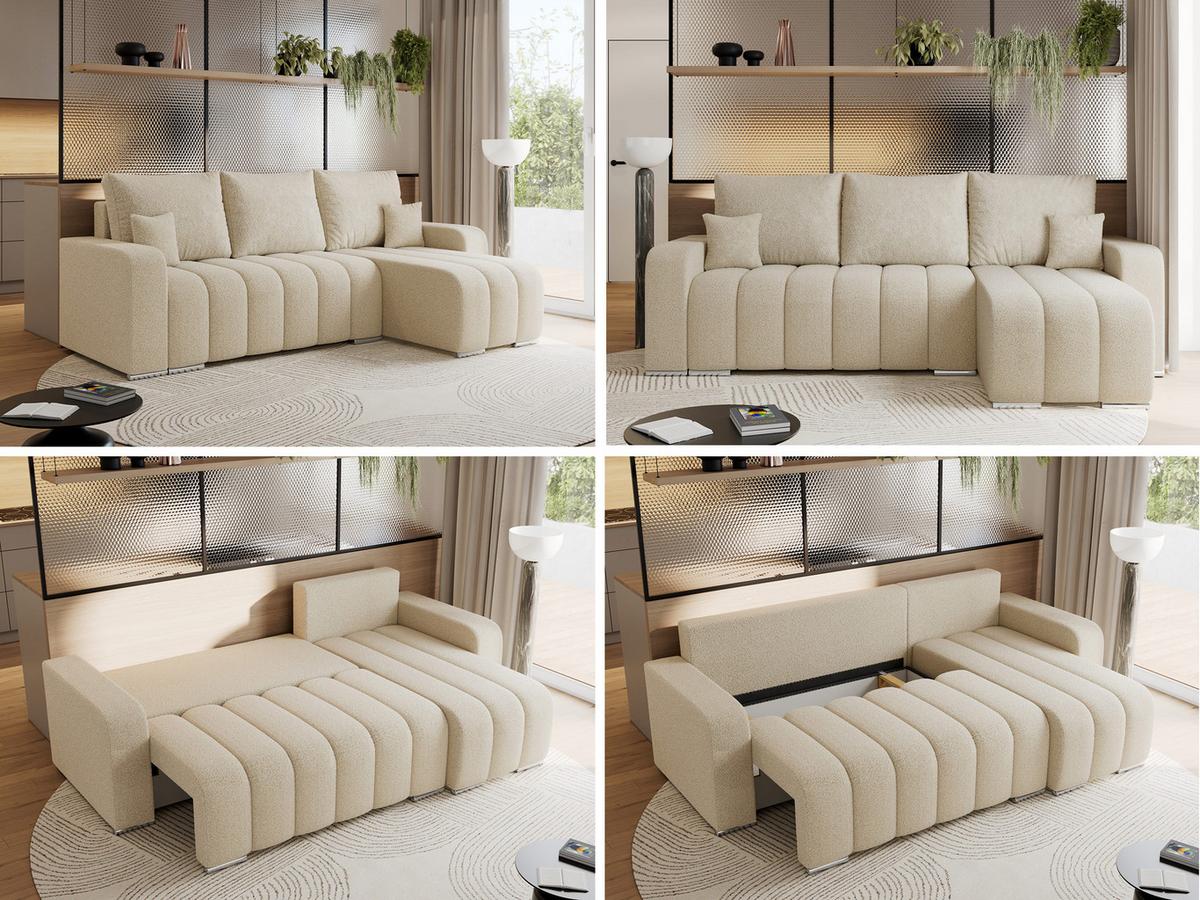 ECKSOFA KIRASSO L Beige Boucle - Beige/Grau, Textil (245/147cm) - MKS
