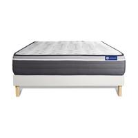 BETT Actiflex plus Taschenfederkern und Memory-Schaum 130 x 220 cm h4 - Kit Bettgestell Weiß - Beige/Weiß, Karton/Holz (130/220cm) - ACTISOM