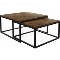 COUCHTISCHE Vella 2er-Set quadratisch, Lefkas Eiche 76/76/39cm + 66/66/34 cm - Alteiche/Schwarz, Holzwerkstoff/Metall (76/76/39cm) - WFL GROUP