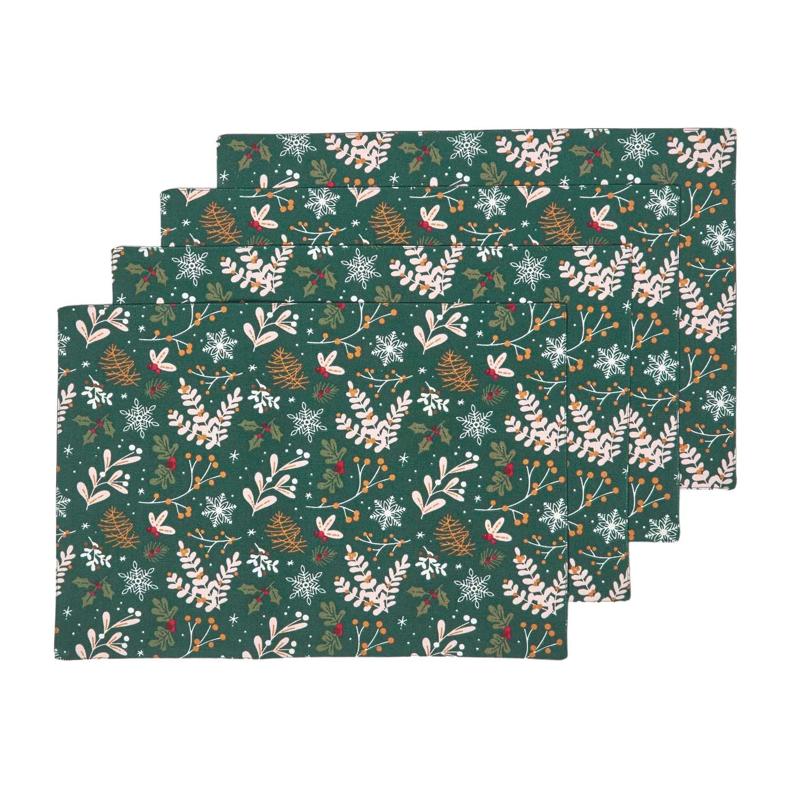 TISCHSET Weihnachtswald 4er-Set, grüne Platzsets Weihnachten 30/45 cm - Grün, Textil (30/45cm) - Homescapes